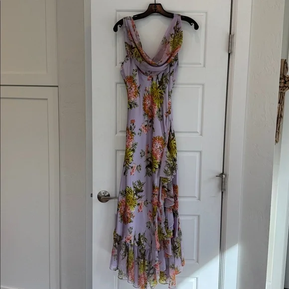 CINQ A SEPT Raya Faded Chrysanthemum Sleeveless Cowl Midi Dress Lilac NWT Size 6 - Picture 2 of 10